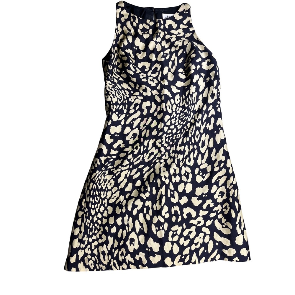 Milly of New York 100% Silk Dress Women Size 6 Leopard Print Sleeveless Shift